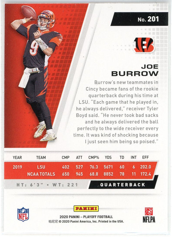 Joe Burrow 2020 Panini Playoff Rookie Card #201