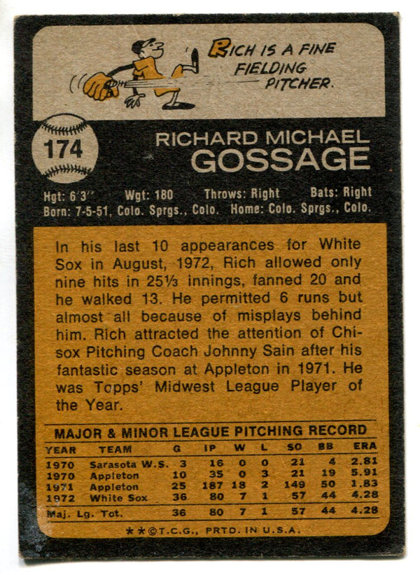 Goose Gossage 1973 Topps Card #174