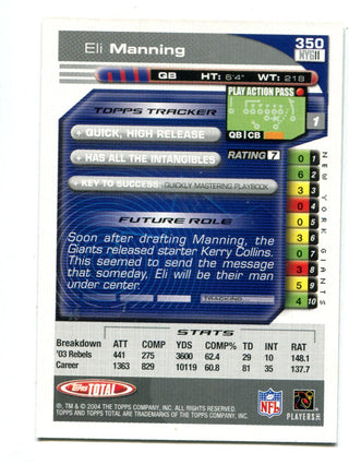 Eli Manning 2004 Topps Total Rookie Card #350