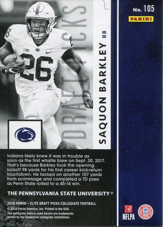 Saquon Barkley 2018 Panini Elite Draft Picks Rookie Card