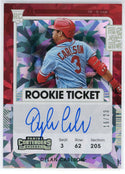 Dylan Carlson Autographed 2021 Panini Contenders Rookie Ticket Cracked Ice Card #147