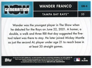 Wander Franco 2022 Topps Generation Now Rookie Card #GN-4