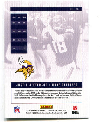 Justin Jefferson 2020 Panini Luminance #217 Card