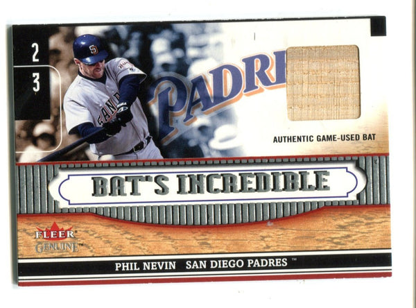 Phil Nevin 2002 Fleer Genuine Bat`s Incredible Bat Card