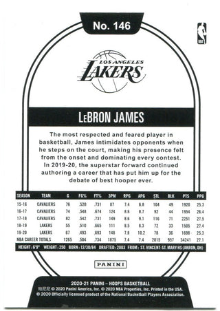 Lebron James 2020 NBA Hoops Card