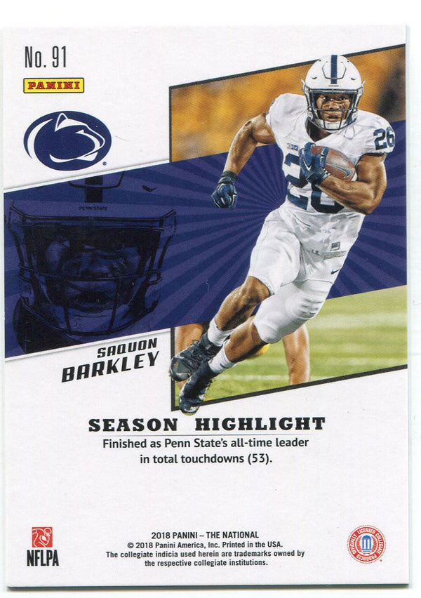 Saquon Barkley 2018 Panini The National Rookie Card Back
