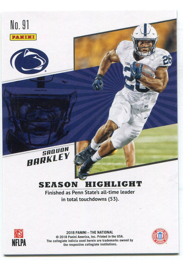 Saquon Barkley 2018 Panini The National Rookie Card Back