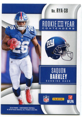 Saquon Barkley 2018 Panini Contenders Rookie Card Back