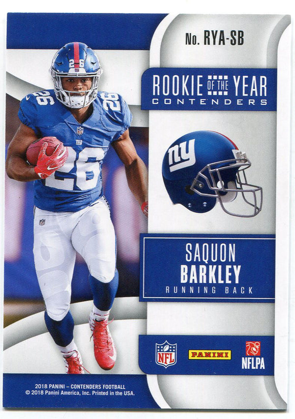 Saquon Barkley 2018 Panini Contenders Rookie Card Back