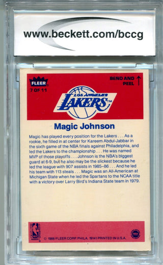 Magic Johnson 1986-87 Fleer Stickers #7 BCCG 8 Card