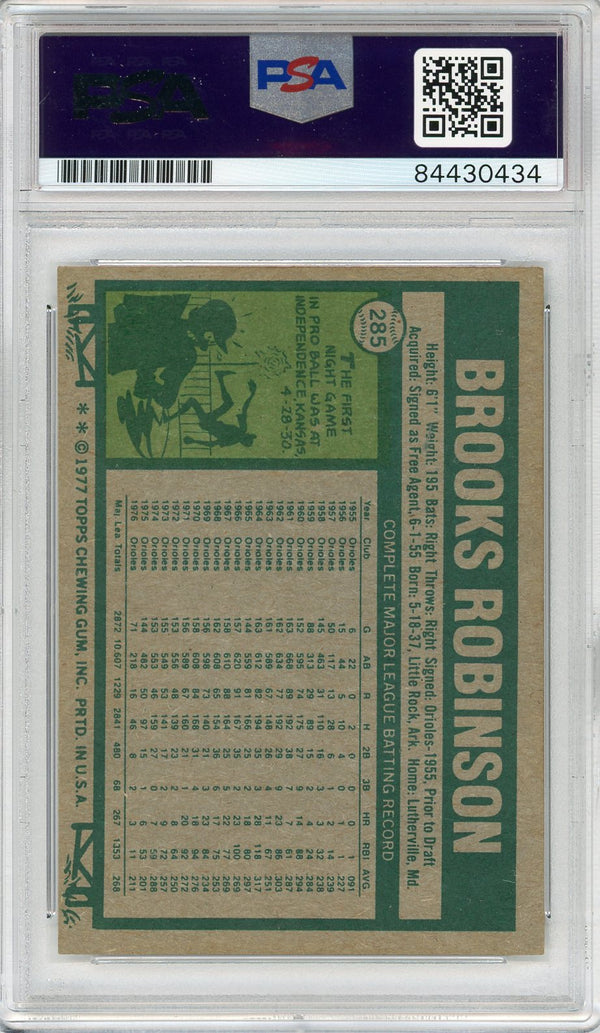 Brooks Robinson Autographed 1977 Topps Card #285 (PSA)