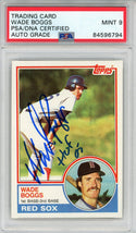Wade Boggs "HOF 05" Autographed 1983 Topps Rookie Card (PSA Auto Mint 9)