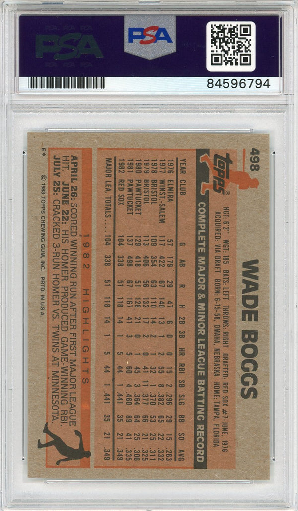 Wade Boggs "HOF 05" Autographed 1983 Topps Rookie Card (PSA Auto Mint 9)