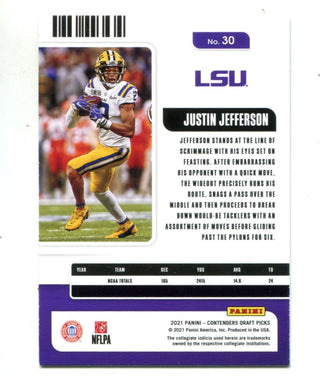 Justin Jefferson 2021 Panini Contenders Campus Ticket #30 Card