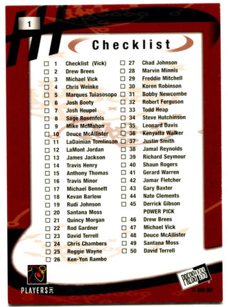 Michael Vick Press Pass 2001 Virginia Tech #1