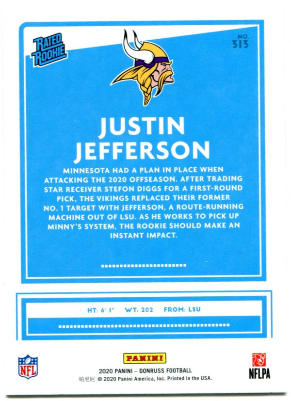 Justin Jefferson Donruss Rated Rookie #313