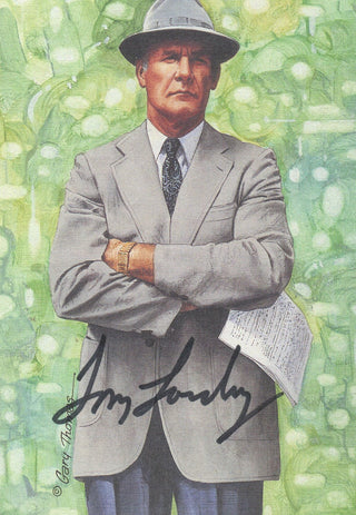 Tom Landry Autographed Goal Line Art Card (JSA)