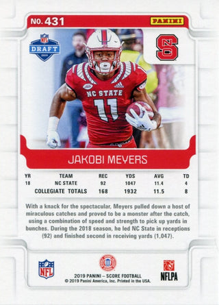 Jakobi Meyers 2019 Panini Score Rookie Card