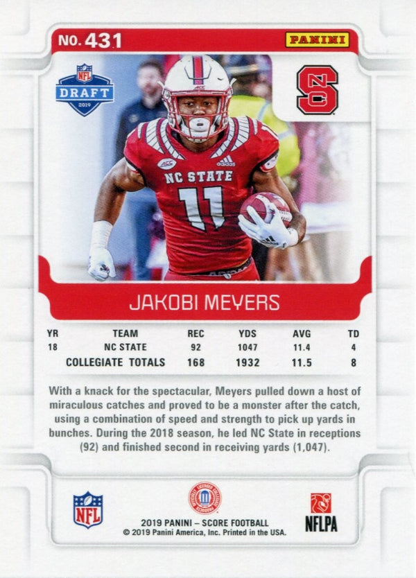 Jakobi Meyers 2019 Panini Score Rookie Card