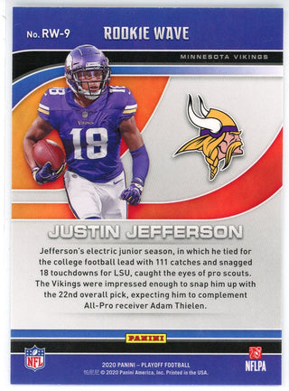 Justin Jefferson 2020 Panini Playoff Rookie Wave Card #RW-9