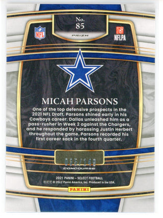 Micah Parsons 2021 Panini Select Red Prizm Rookie Card #85 /149