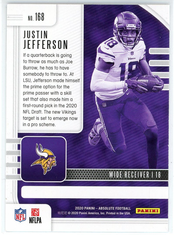 Justin Jefferson 2020 Panini Absolute Green Rookie Card #168