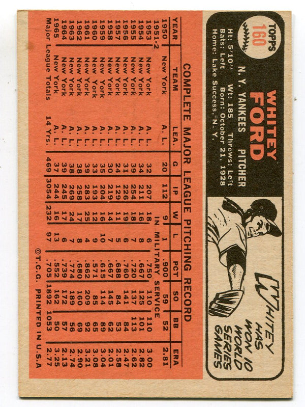 Whitey Ford 1966 Topps Card #160