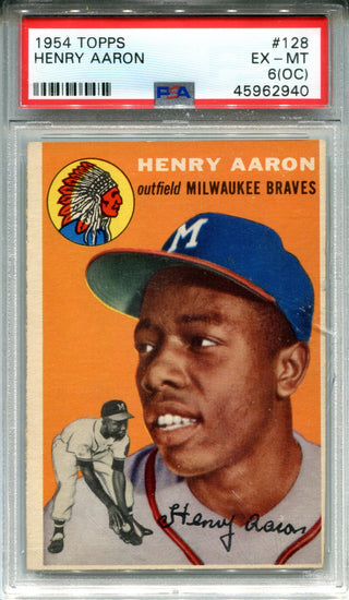 Hank Aaron 1954 Topps Rookie Card (PSA Ex-MT 6)