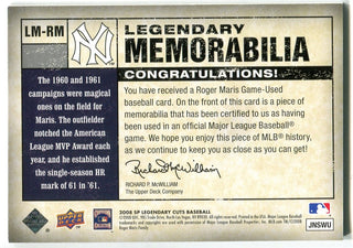Roger Maris 2008 Upper Deck SP Legendary Memorabilia Game-Used #2/25