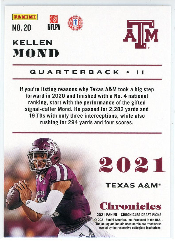 Kellen Mond 2021 Panini Chronicles Draft Picks Rookie Card #20