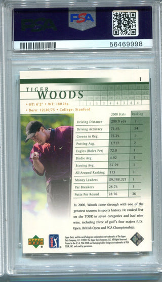 Tiger Woods 2001 Upper Deck Golf #1 PSA Mint 9 Card