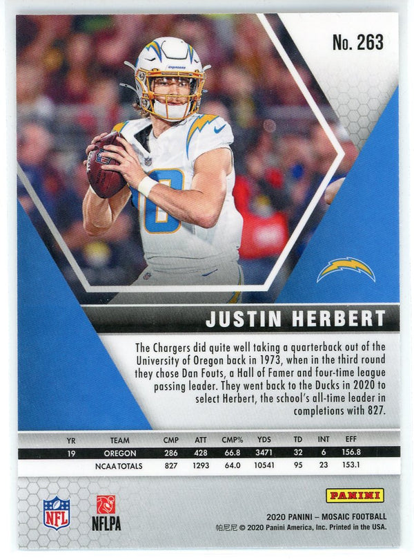 Justin Herbert 2020 Panini Mosaic NFL Debut Rookie Card #263