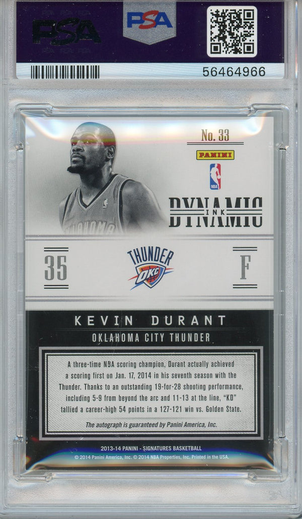 Kevin Durant Autographed 2013 Panini Signatures Dynamic Card #33 (PSA Auto 10)