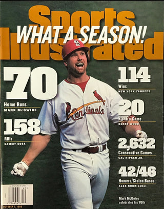 Mark McGwire Unsigned Sports Illustrated Magazine October 5 1998