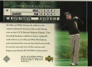 Jasper Parnevik Signed 2001 Upper Deck Card