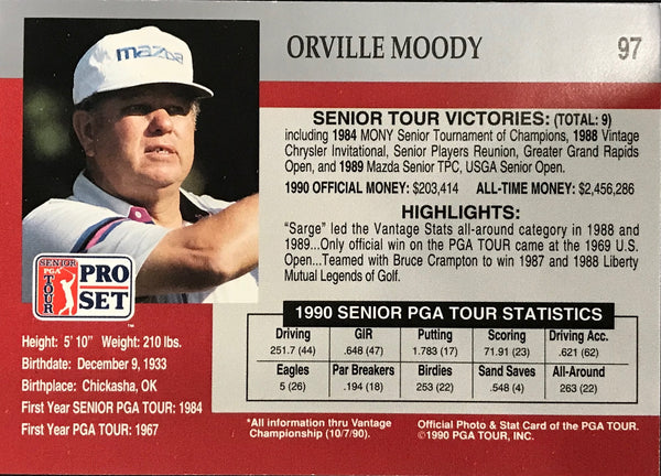 Orville Moody Signed 1990 Pro Set Card