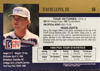 Davis Love III Signed 1990 Pro Set Card
