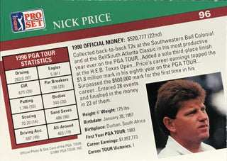 Nick Price Signed 1991 Pro Set Card