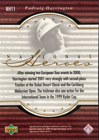 Padraig Harrington Signed 2001 Upper Deck Card