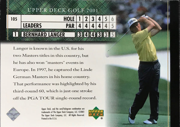Bernhard Langer Signed 2001 Upper Deck No.105 Golf Card