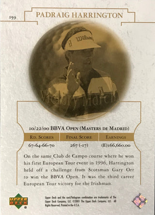 Padraig Harrington Signed 2001 Upper Deck Card