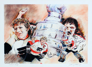 Bob Clarke & Bernie Parent Autographed Framed 16x20 Litho 