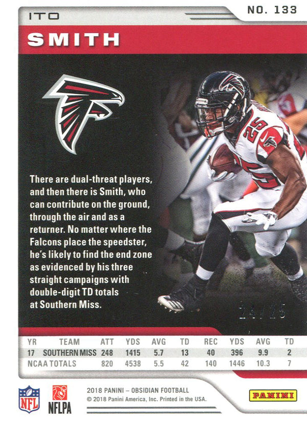 Ito Smith 2018 Panini Obsidian Rookie Card Back