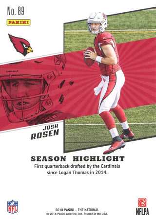 Josh Rosen 2018 Panini The National Rookie Card Back
