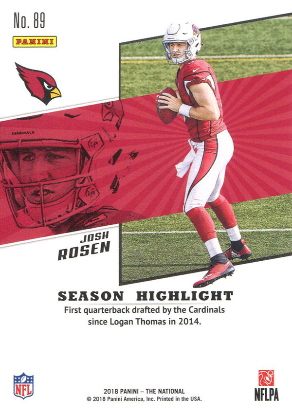 Josh Rosen 2018 Panini The National Rookie Card Back