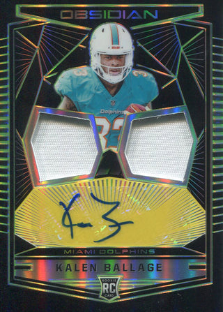 Kalen Ballage Autographed 2018 Panini Obsidian Rookie Jersey Card