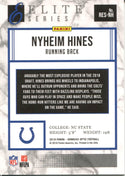 Nyheim Hines 2018 Panini Optic Elite Series Rookie Card Back