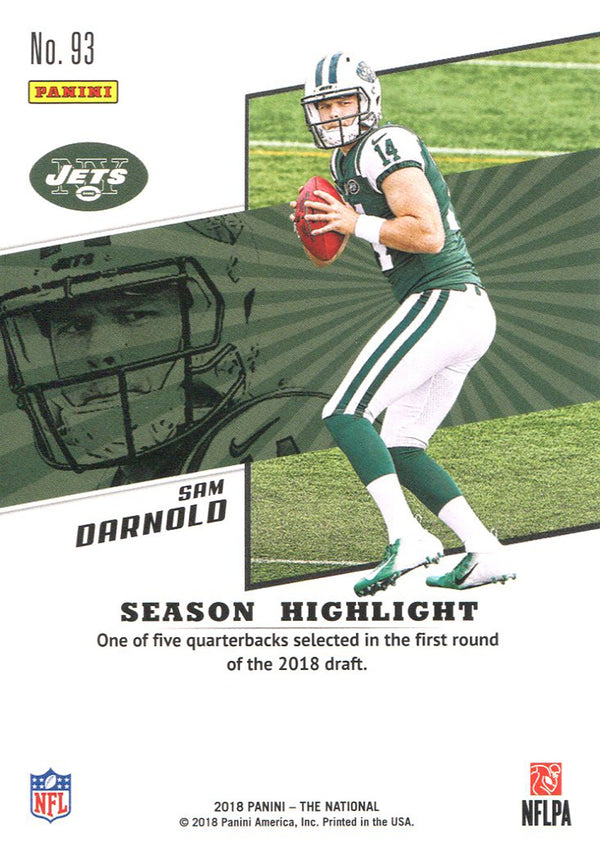Sam Darnold 2018 Panini The National Rookie Card Back